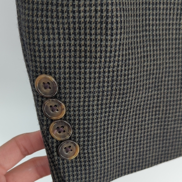 19921 Oscar de la Renta Wool Houndstooth Blazer Brown size 44R preppy academia - Picture 5 of 9